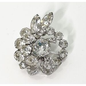 Vintage Eisenberg  Clear Rhinestone‎ Brooch Pin